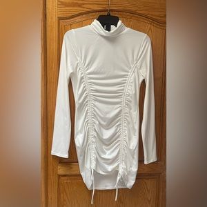 NWT “Fashion Nova” White Ruched Dress size L